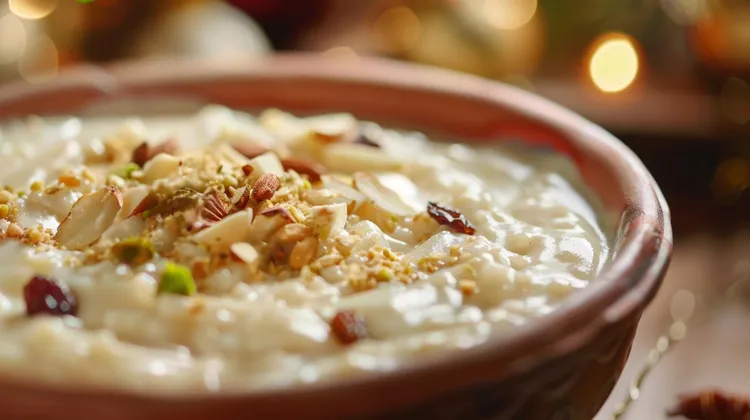 Warm cardamom and rice milk pudding