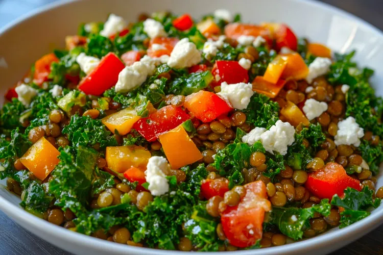 Warm lentil and sweet potato salad