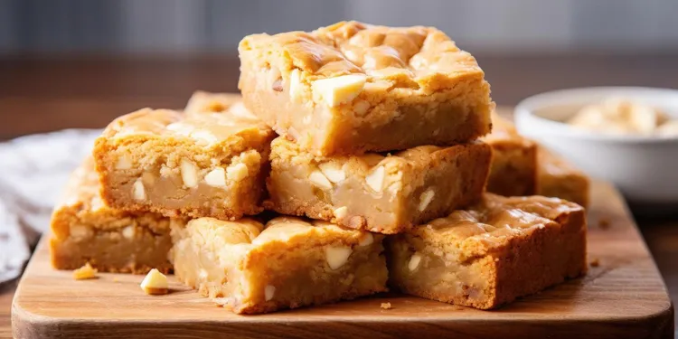 White chocolate hazelnut blondie