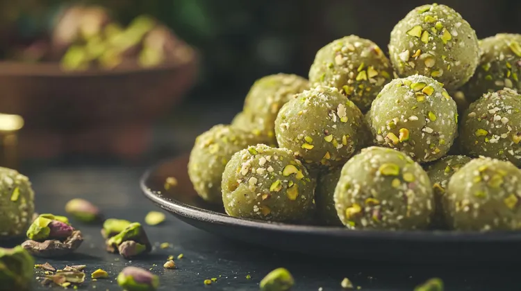 White chocolate pistachio truffles