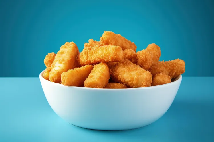 Baked chicken nuggets with sweet potato chips