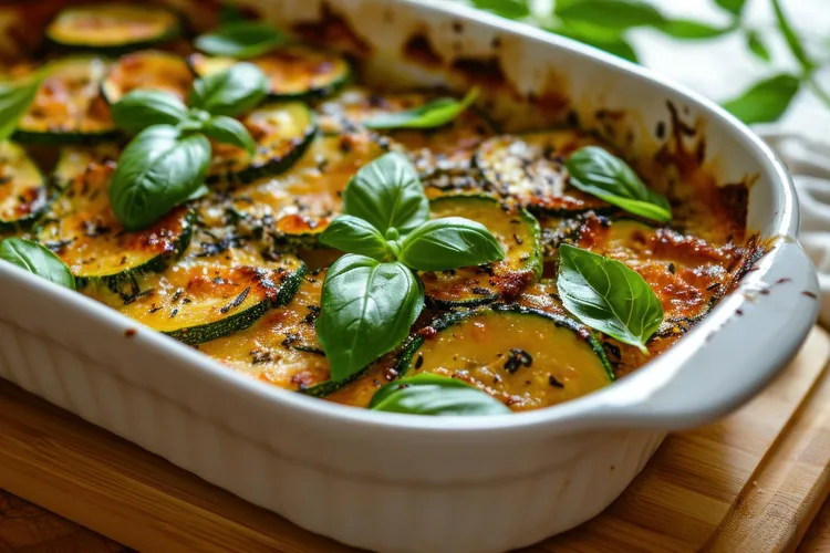 Baked zucchini, tomato and mozzarella casserole
