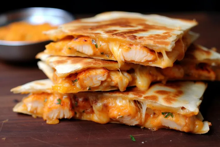 Chicken quesadilla with monterey and cheddar cheese