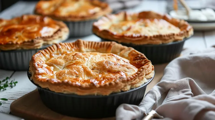 Beef and red wine pies with puff pastry