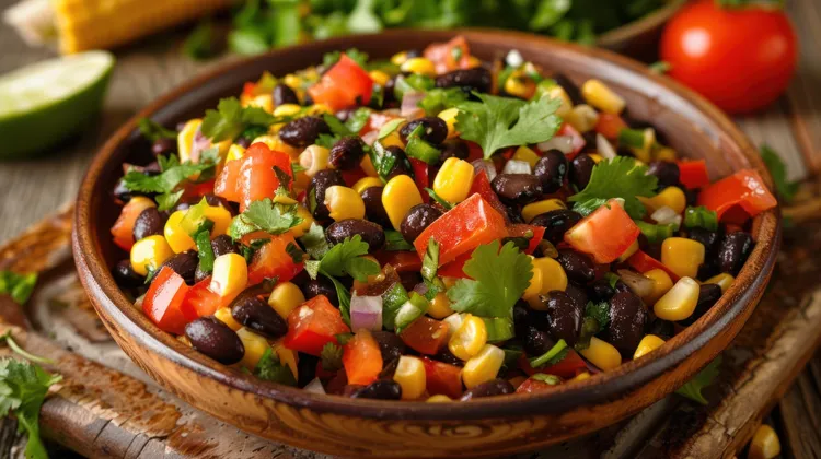 Fresh mexican-style black bean salad