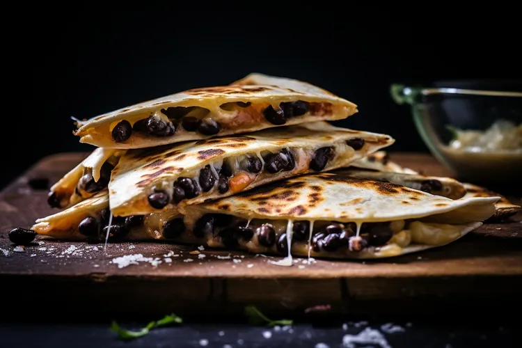 Veggie-loaded black bean quesadillas