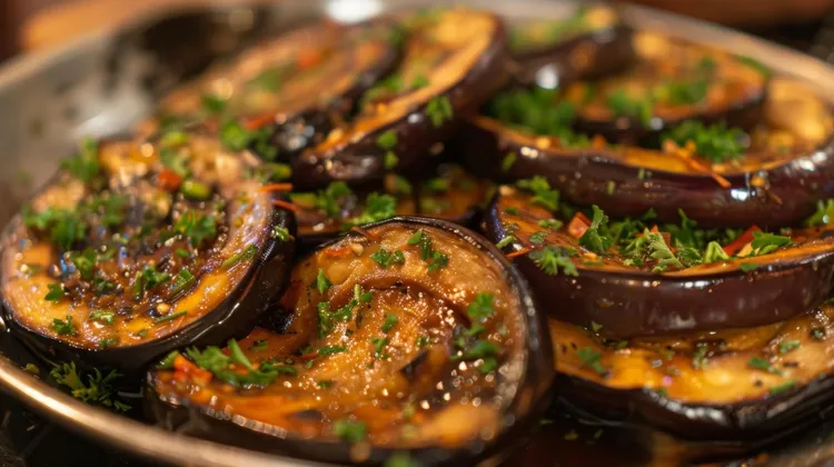 Broiled eggplant with ginger, lime and soy sauce marinade