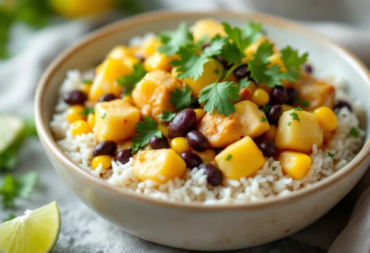 Calypso chicken over rice