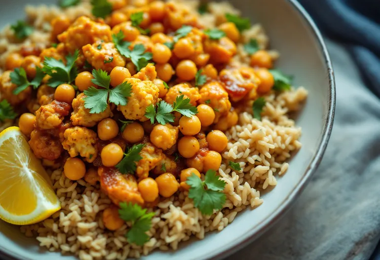 Cauliflower and chickpea coconut curry