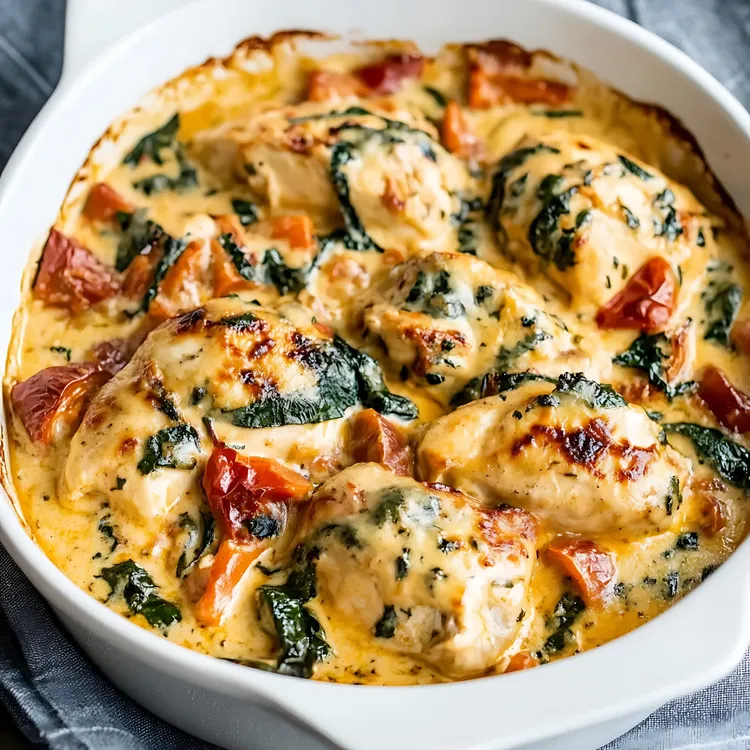 Cheesy chicken and spinach bake