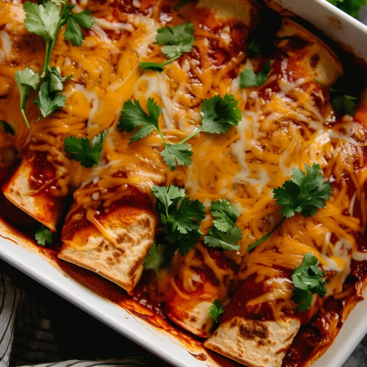 Chicken enchiladas with olives and tomatoes