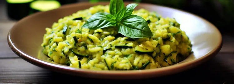 Garlic zucchini rice with butter and vegetable broth