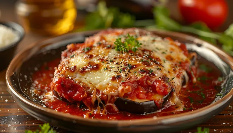 Cheesy stuffed eggplant parmigiana