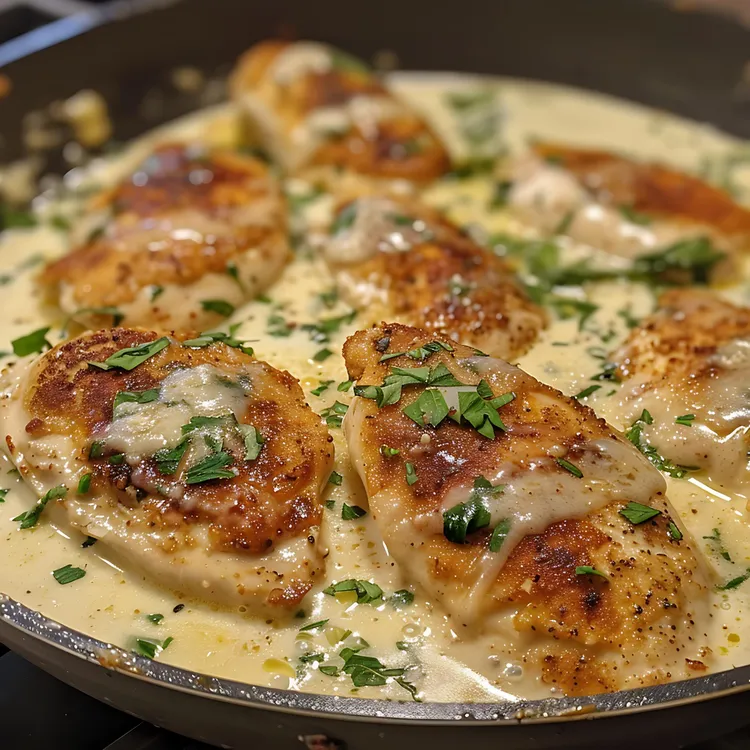 Parmesan chicken alfredo with mozzarella and garlic