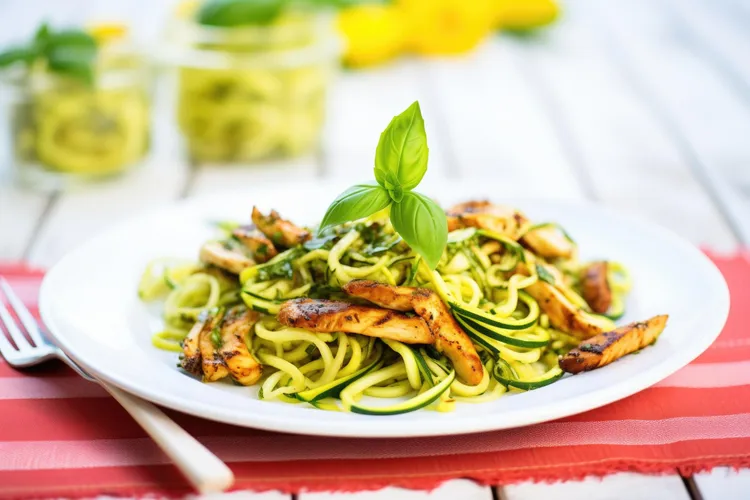 Lemon basil chicken with zucchini pappardelle