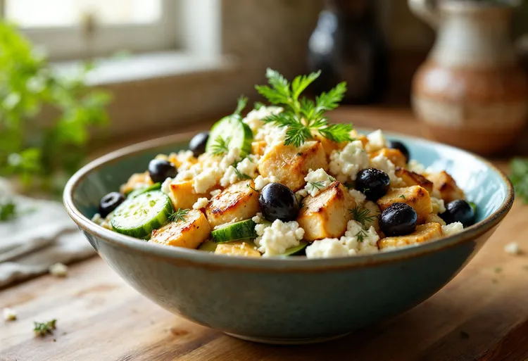 Chicken, cucumber and feta salad