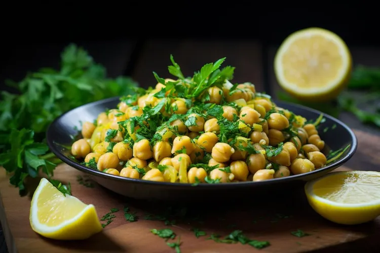 Lemon parmesan chickpea salad with fresh herbs