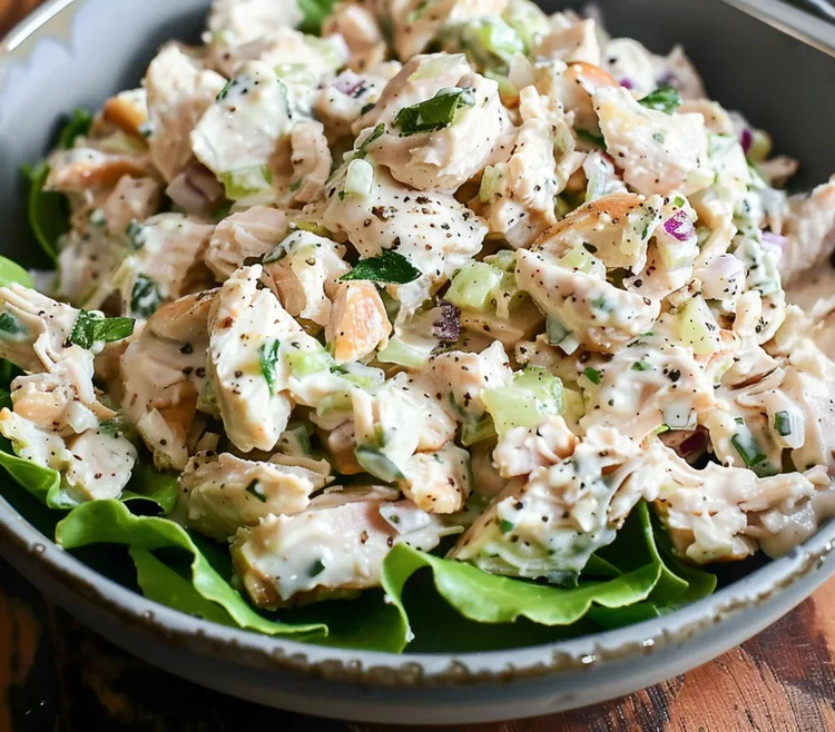 Cold chicken salad with celery and lemon