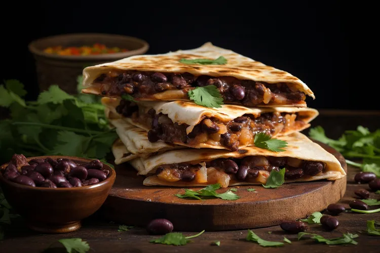 Veggie-loaded black bean and cheese quesadillas