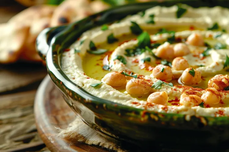 Celery hummus with garlic and olive oil