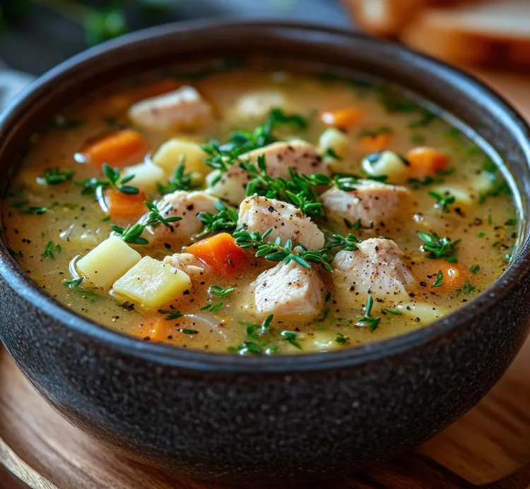 Chicken, potato and vegetable soup