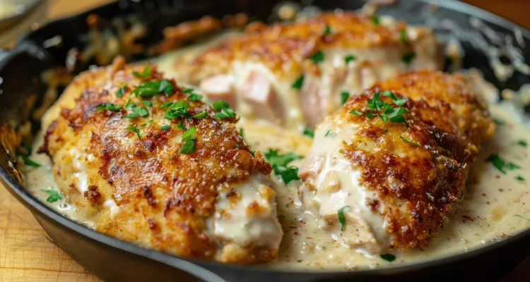 Chicken milanese with lemon-parmesan cream sauce