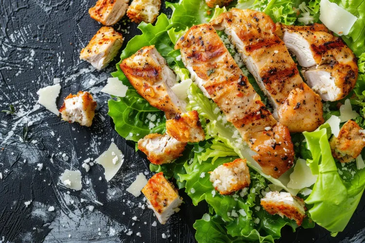 Parmesan chicken with caesar roasted romaine