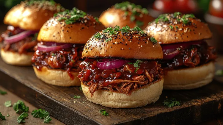 Crockpot bbq chicken sandwich with caramelized onions