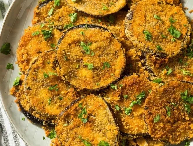 Baked eggplant with mayonnaise dressing
