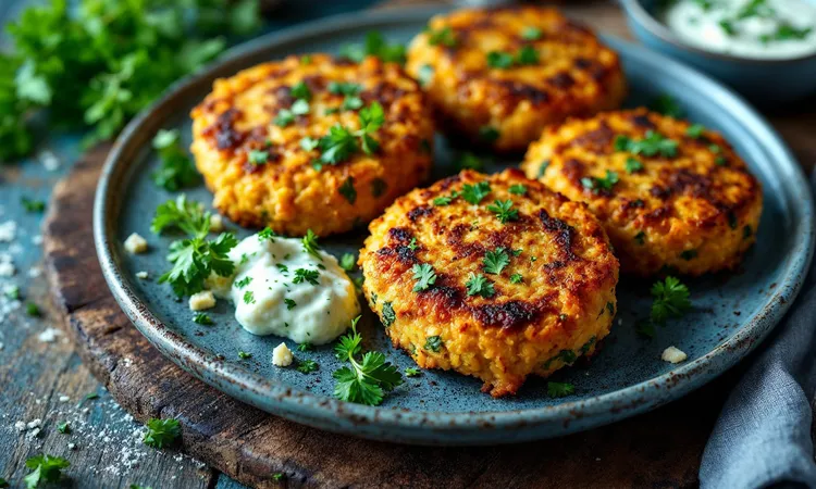 Eggplant, herb and fetta patties