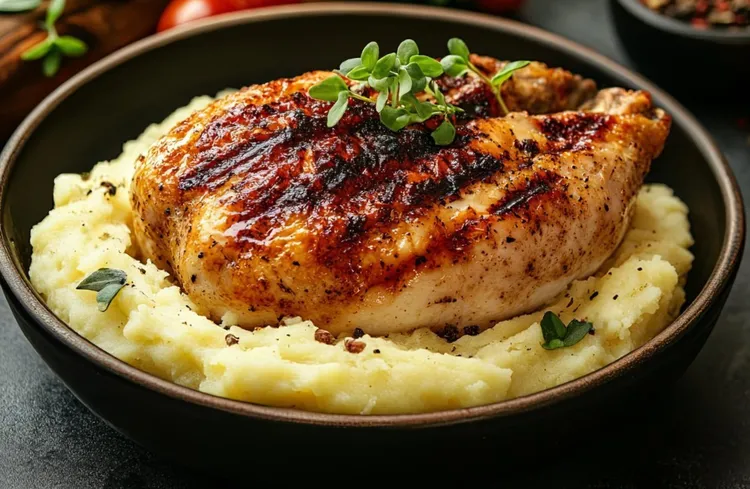 Feta and lemon stuffed chicken breasts with mash