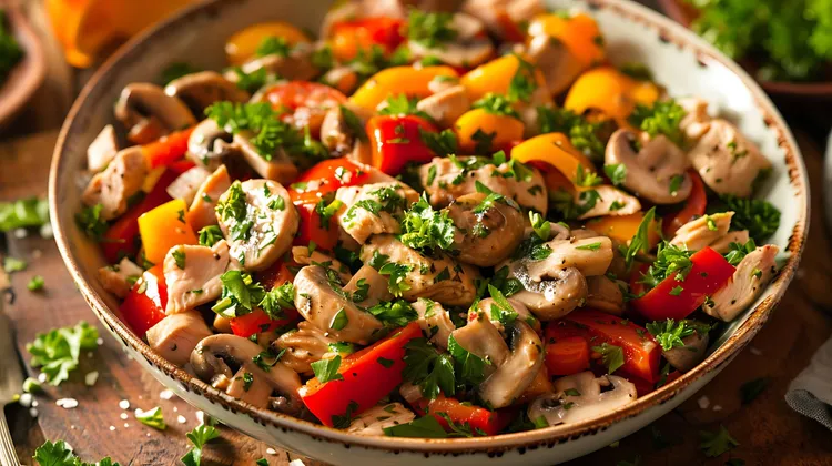 Grilled chicken philly salad with veggies