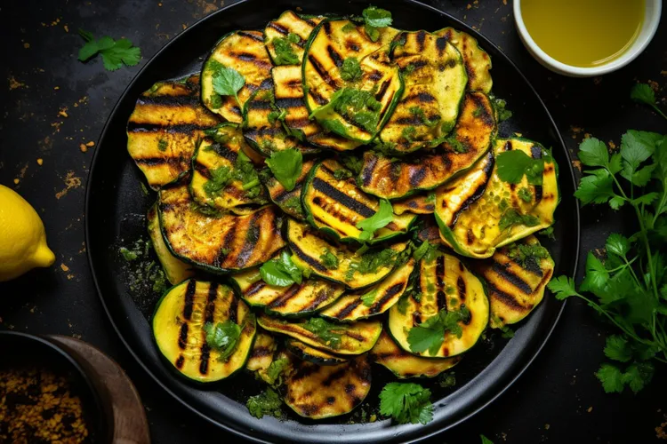 Grilled zucchini and coriander salad