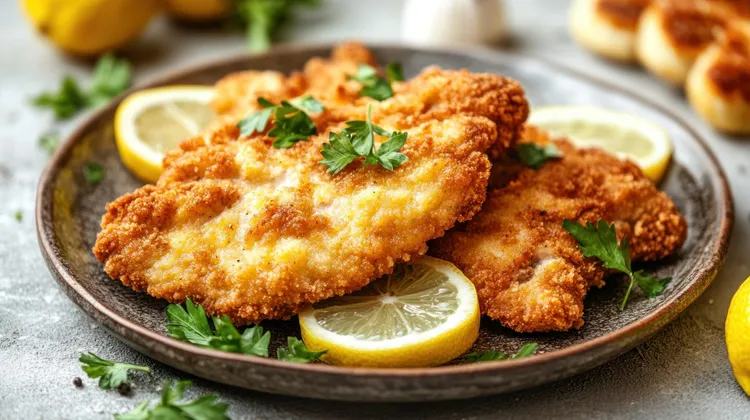Homemade chicken schnitzel