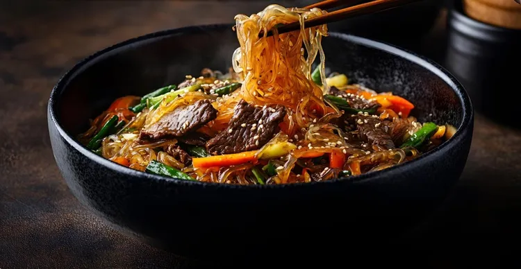 Japchae (korean sweet potato noodles)