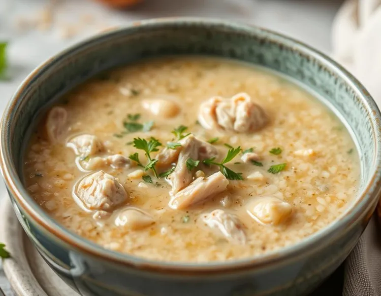 Keto creamy garlic chicken soup