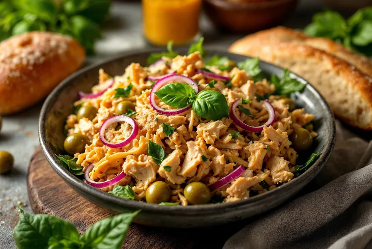 Lemon, chicken and olive salad