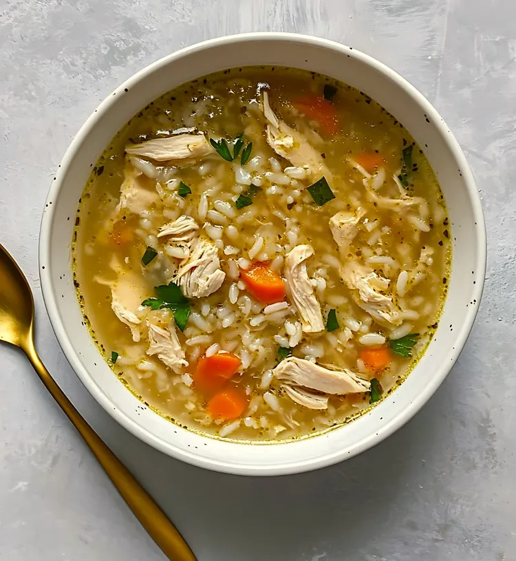 Lemon chicken and rice soup