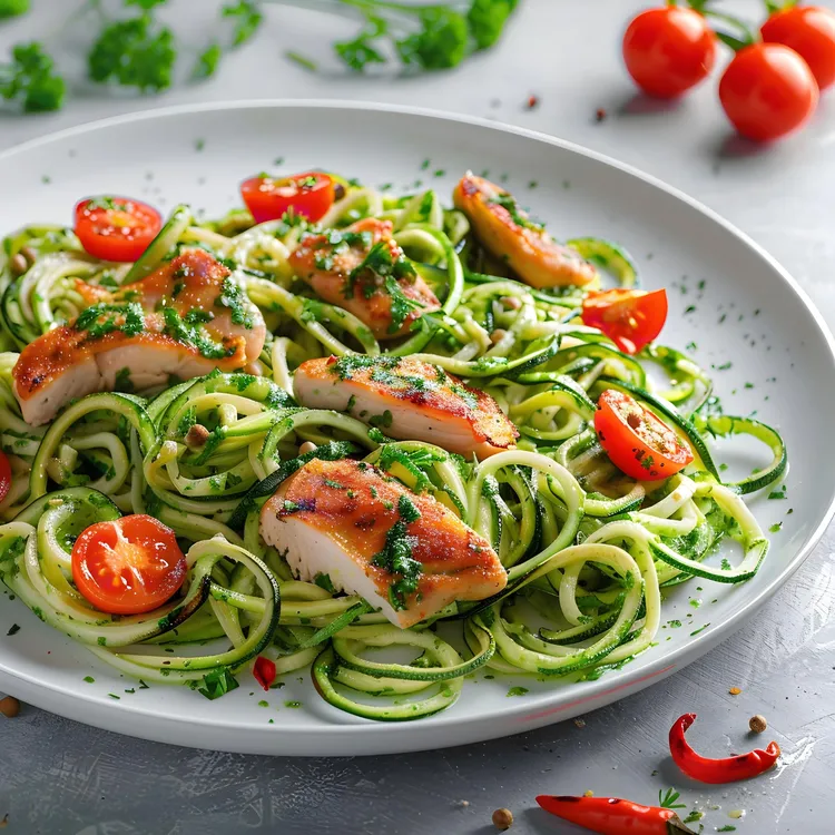 Lemon garlic chicken zoodle bowl