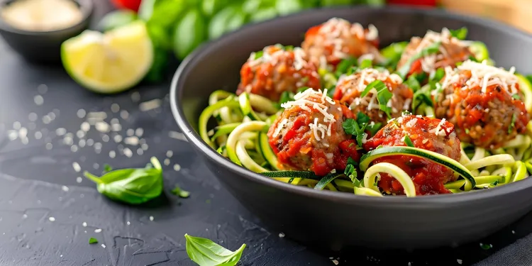 Meatballs and zucchini noodles