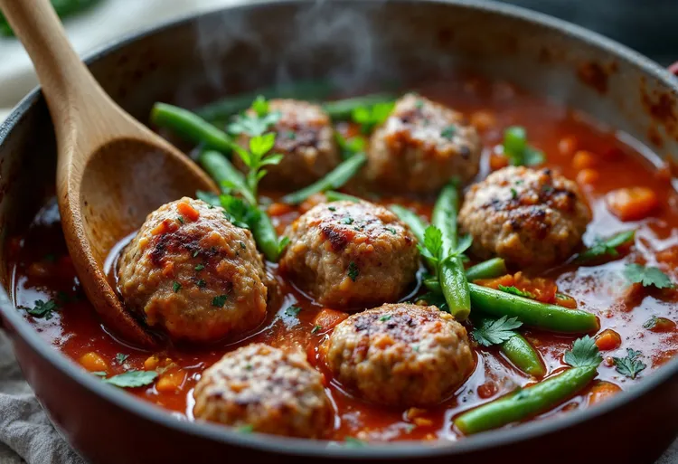 One pot slow-cooked lamb meatballs