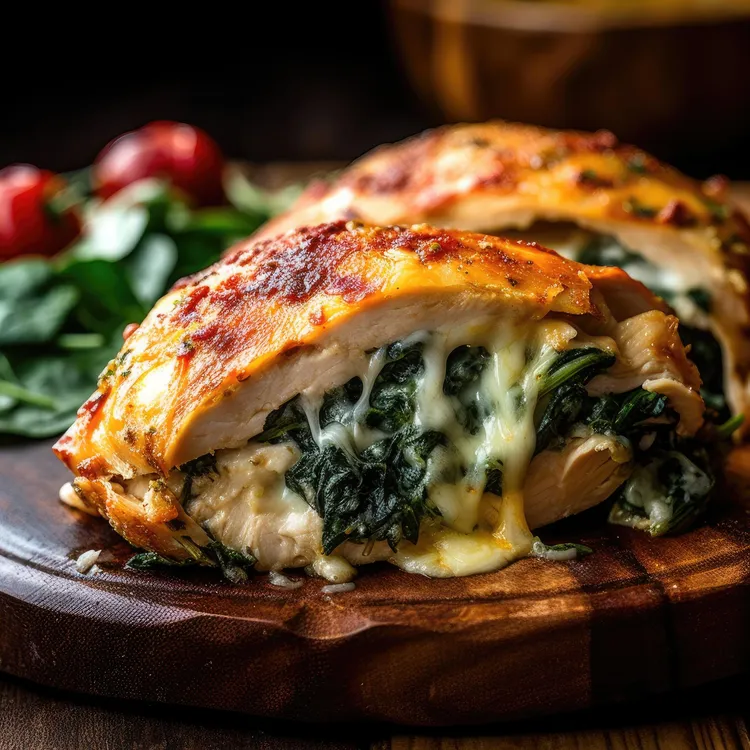 One tray creamy spinach-stuffed chicken