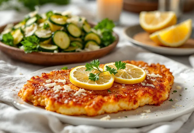 Parmesan schnitzel with zucchini salad
