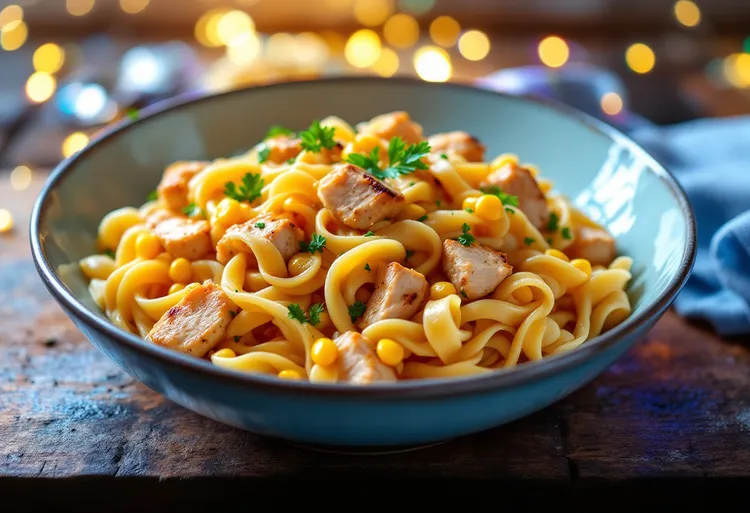 Gluten-free chicken and corn pasta