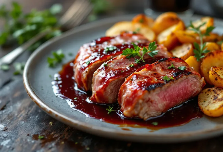 Prosciutto beef with red wine butter