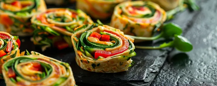Rainbow veggie pinwheels