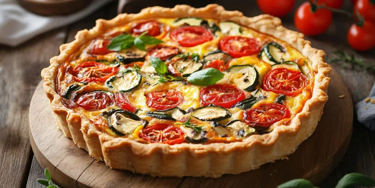 Red onion relish & vegetable tart
