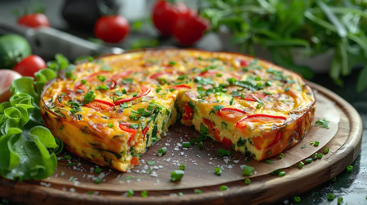 Roasted capsicum, rice and feta frittata