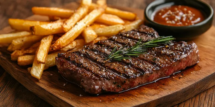 Rum and maple steak with fries