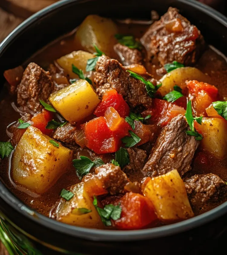 Semi-dried tomato braised beef and potato stew